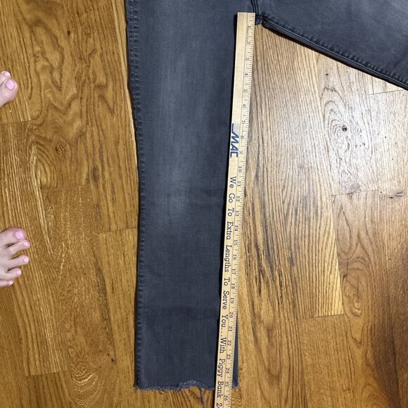 MOTHER Black Flare Wide Leg Jeans with Distressed Hem - Picture 4 of 10